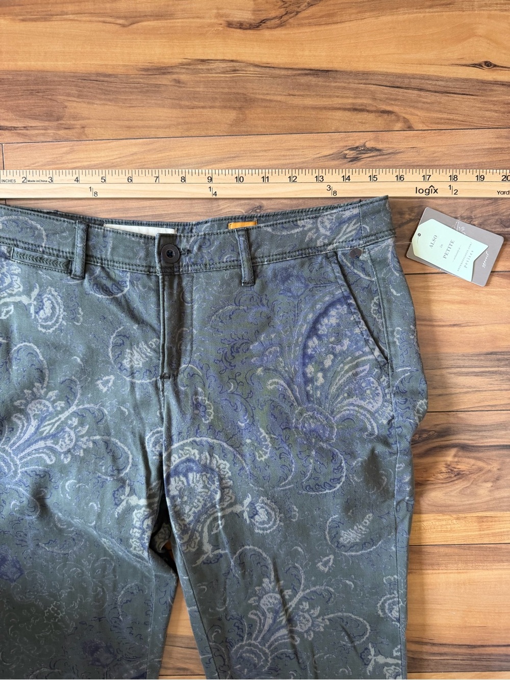 NWT Pilcro Women's Hyphen Olive Paisley Straight-Leg Jeans - Picture 11 of 13